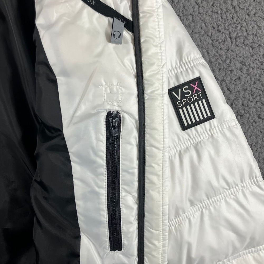 Victoria's Secret VSX Sport White 2-in-1 Down Puffer Jacket Hooded Small NWT - Picture 7 of 11